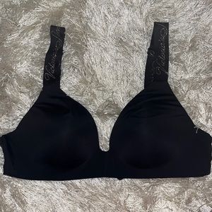 Victoria’s Secret Black Wireless Push-Up Bra Cursive Logo Band